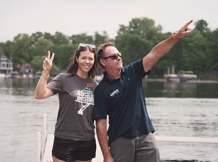 two people on a lake